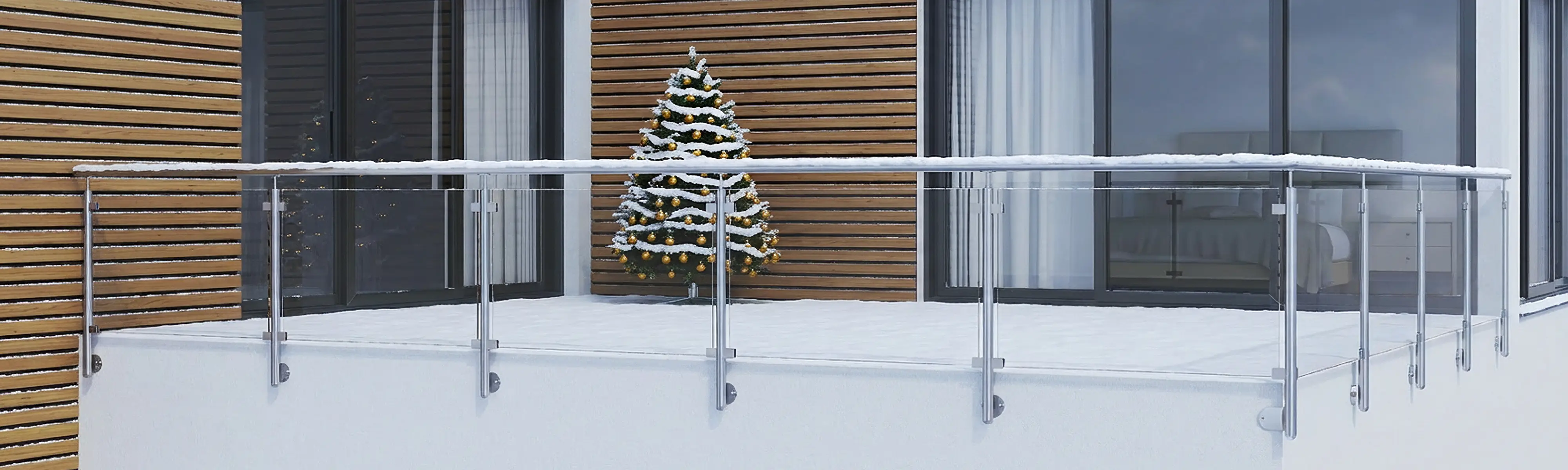 Edelstahlgeländer mit Glasscheiben